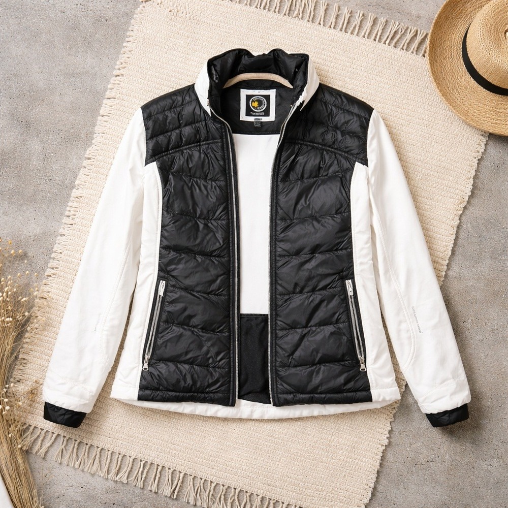 Halifax Traders S Women's Hybrid Down Puffer Softshell Jacket Black‎ White Small